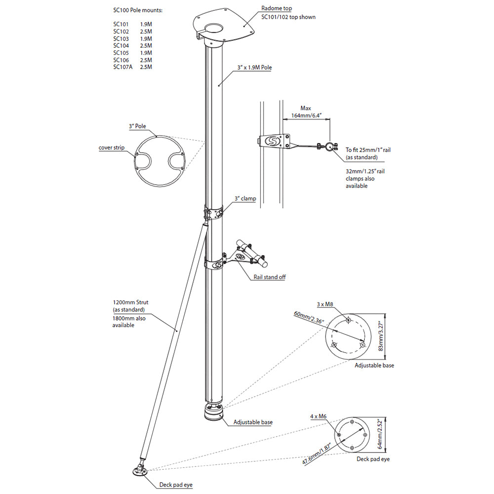 Scanstrut SC105 Satcom Pole Mount - 6 [SC105]