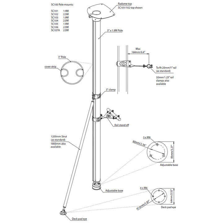 Scanstrut SC105 Satcom Pole Mount - 6 [SC105]